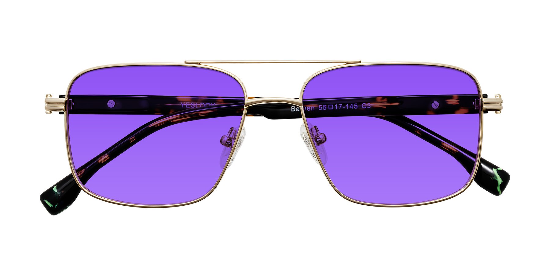 Folded Front of Banten in Gold with Purple Tinted Lenses