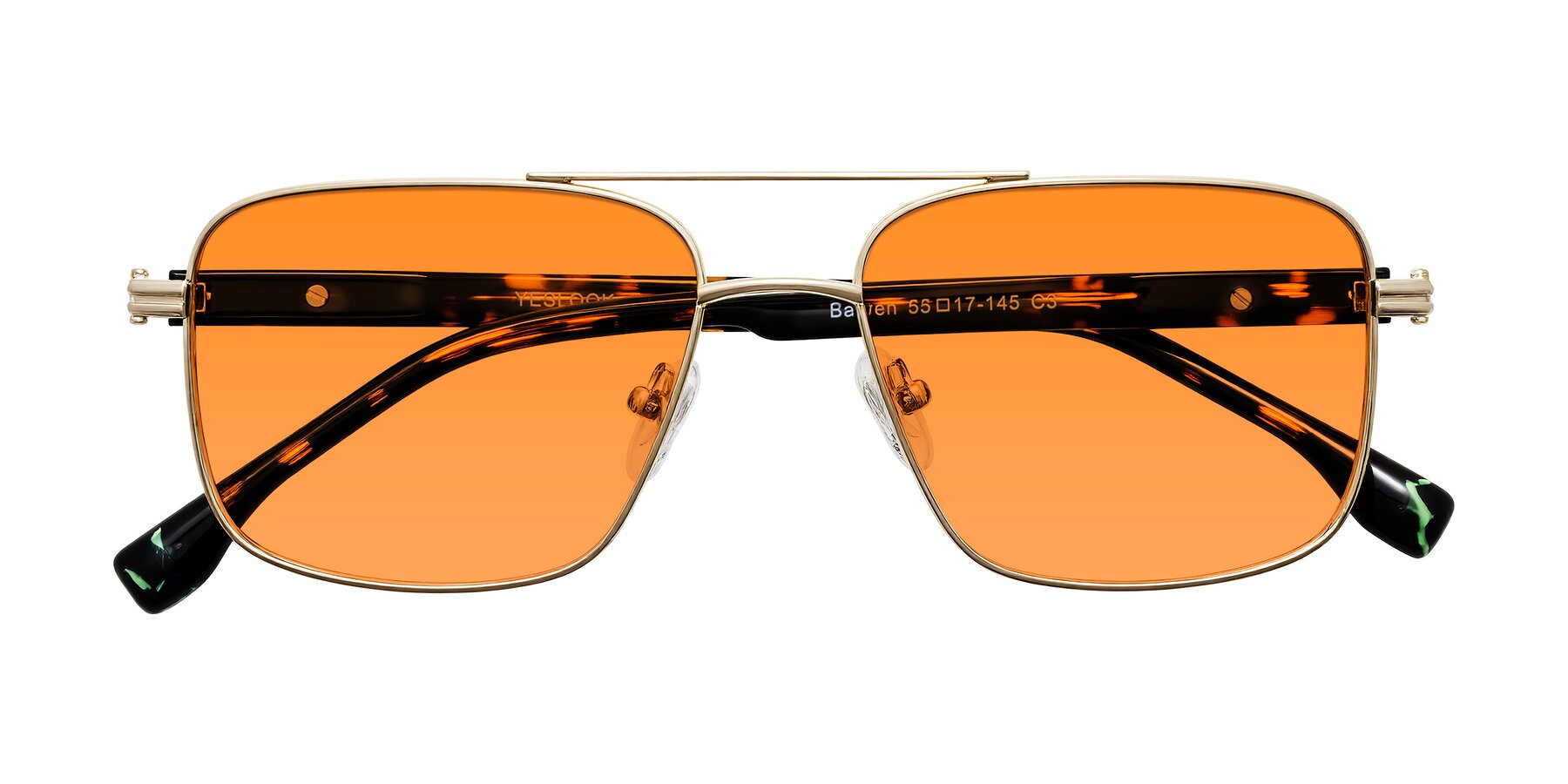 Folded Front of Banten in Gold with Orange Tinted Lenses