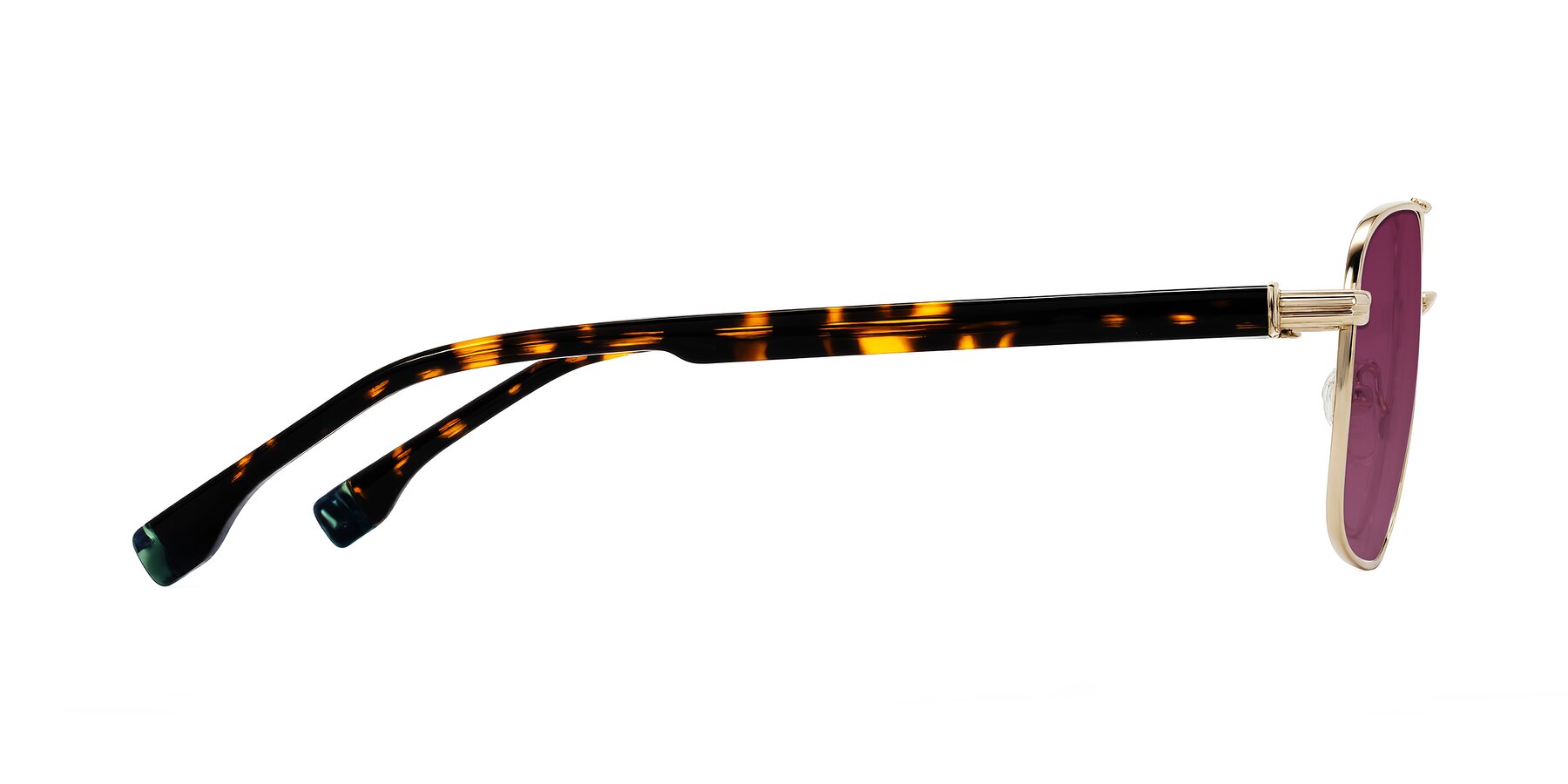 Side of Banten in Gold with Wine Tinted Lenses