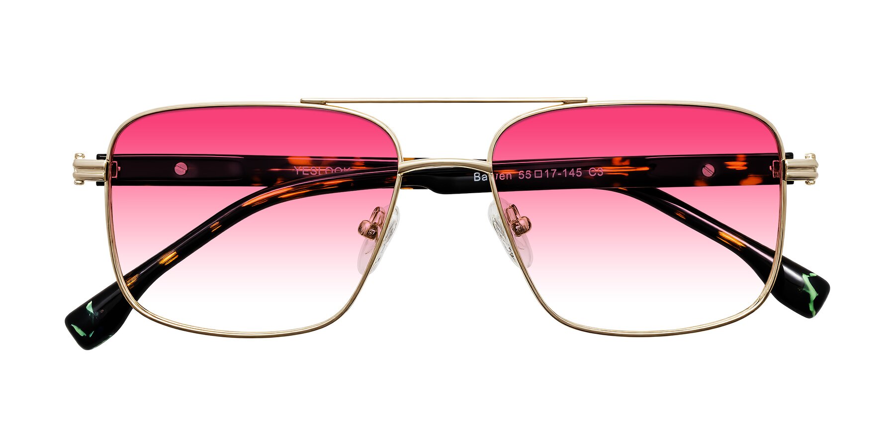 Folded Front of Banten in Gold with Pink Gradient Lenses