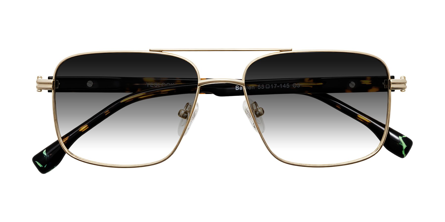 Folded Front of Banten in Gold with Gray Gradient Lenses