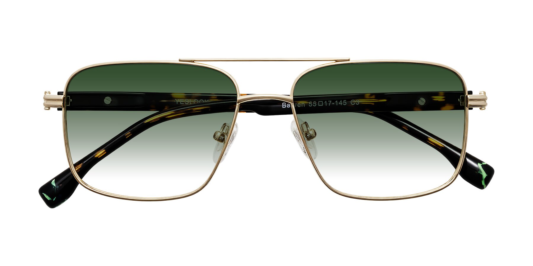 Folded Front of Banten in Gold with Green Gradient Lenses