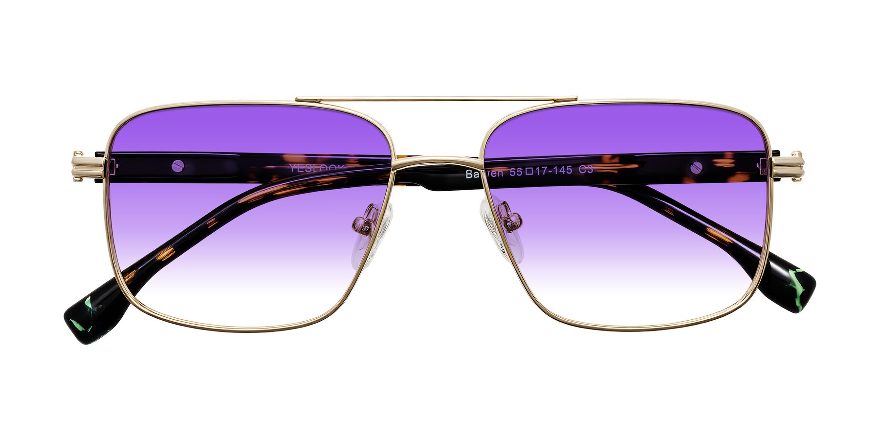 Folded Front of Banten in Gold with Purple Gradient Lenses