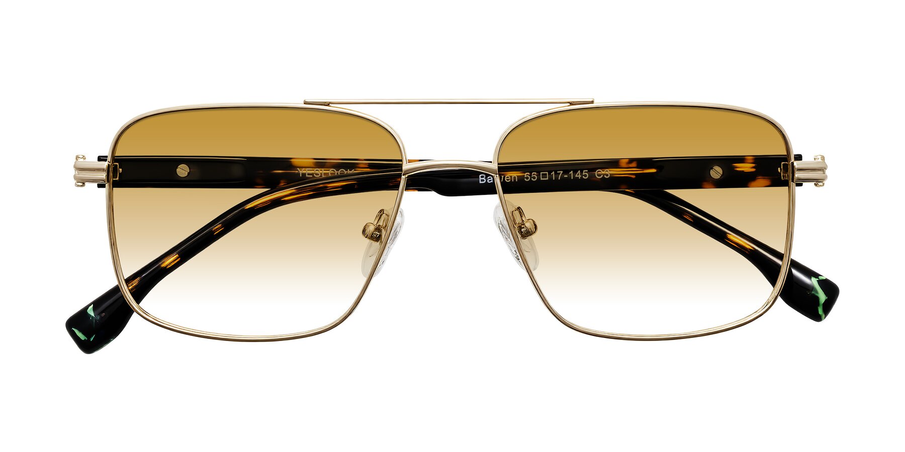 Folded Front of Banten in Gold with Champagne Gradient Lenses