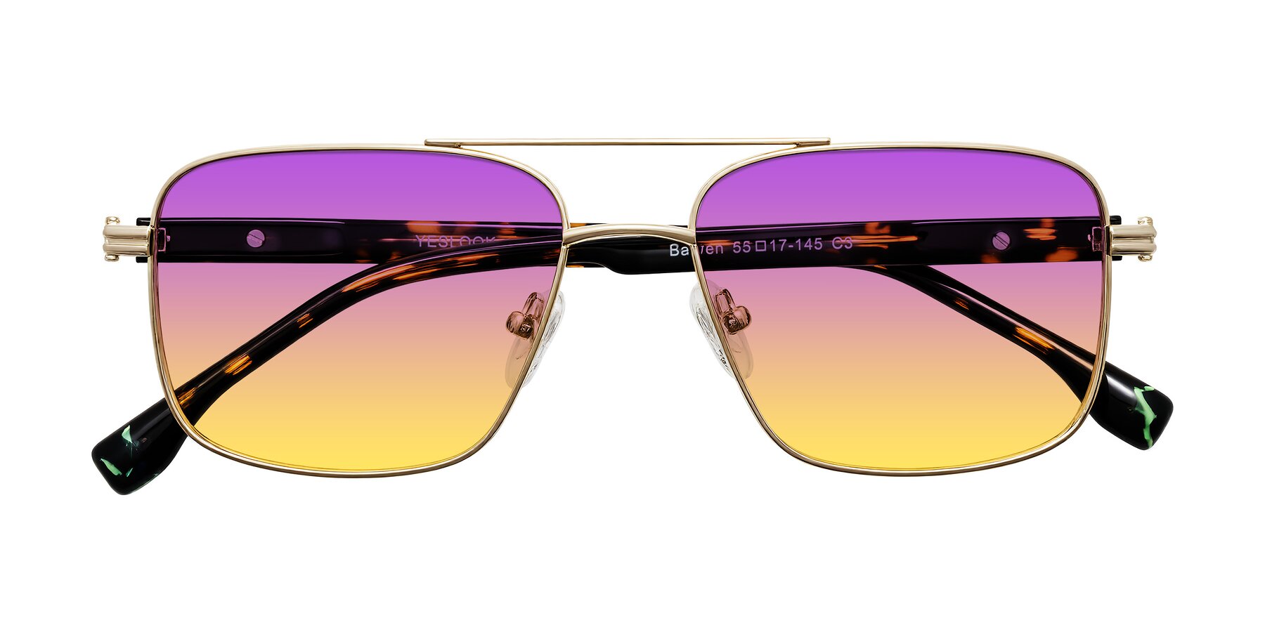 Folded Front of Banten in Gold with Purple / Yellow Gradient Lenses