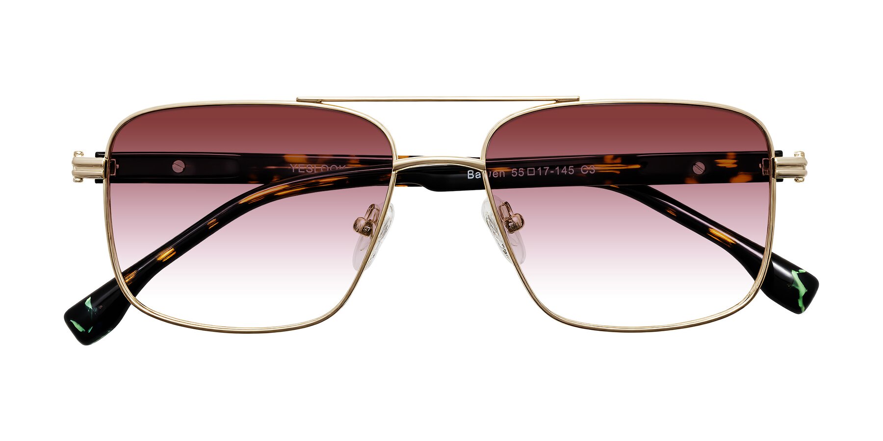 Folded Front of Banten in Gold with Garnet Gradient Lenses