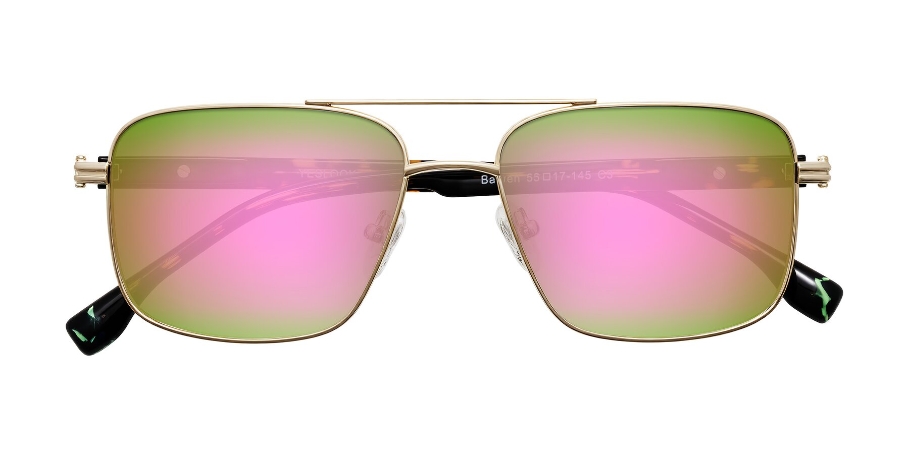 Folded Front of Banten in Gold with Pink Mirrored Lenses