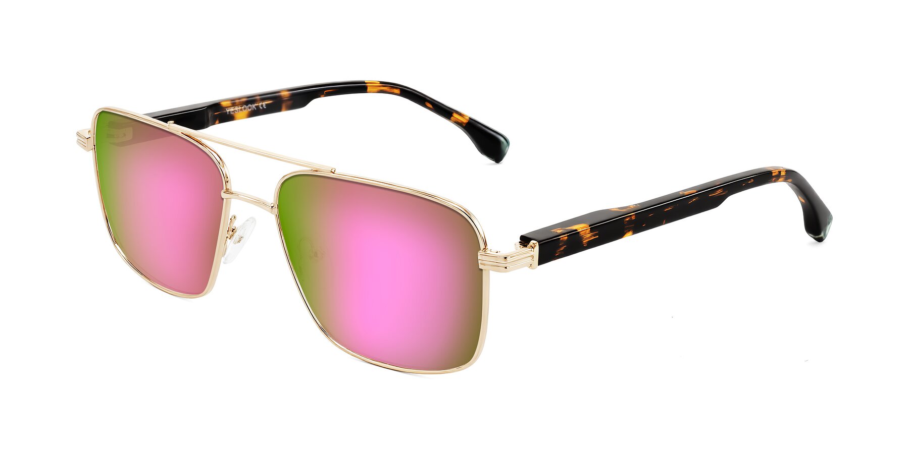 Angle of Banten in Gold with Pink Mirrored Lenses