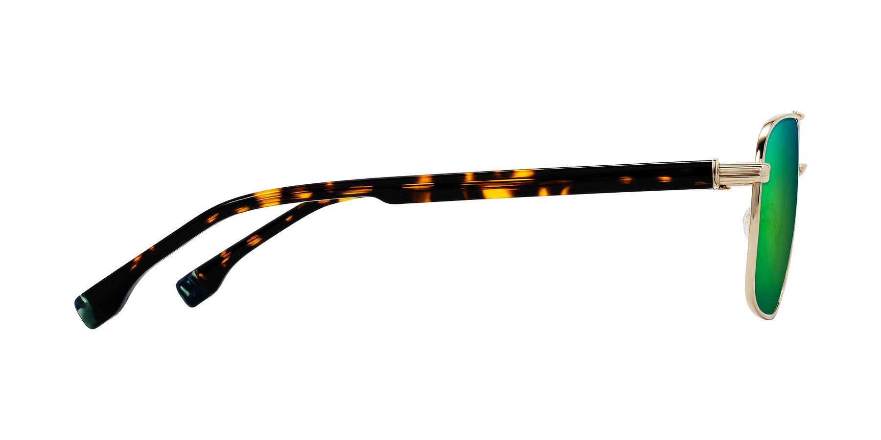 Side of Banten in Gold with Green Mirrored Lenses