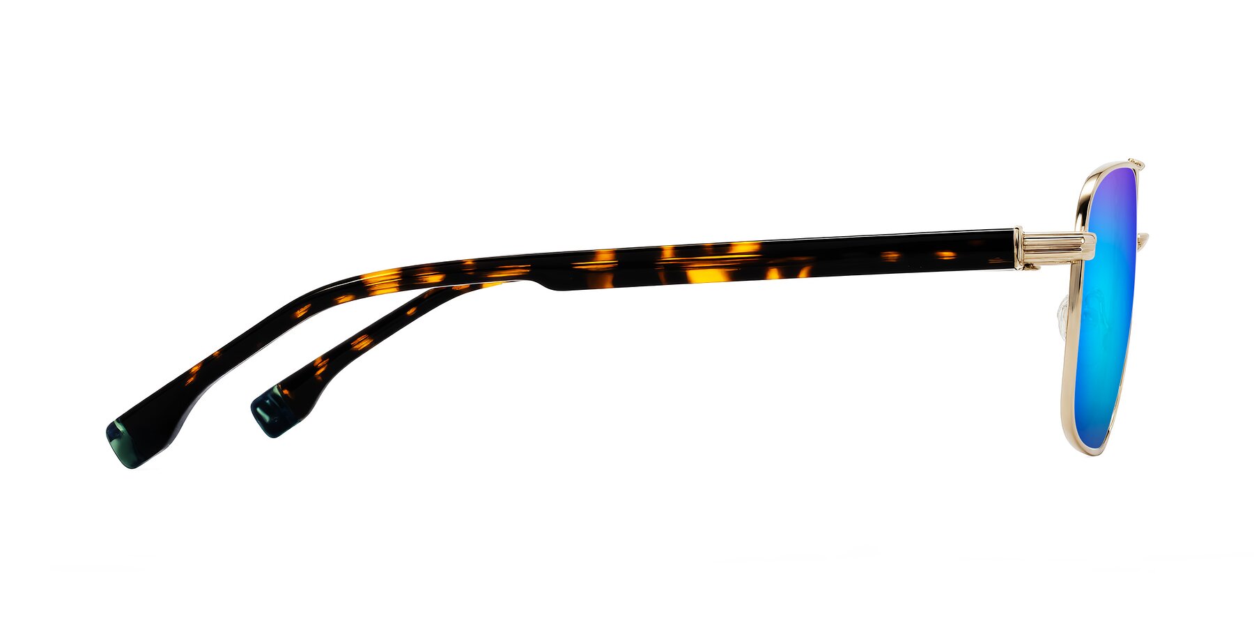 Side of Banten in Gold with Blue Mirrored Lenses