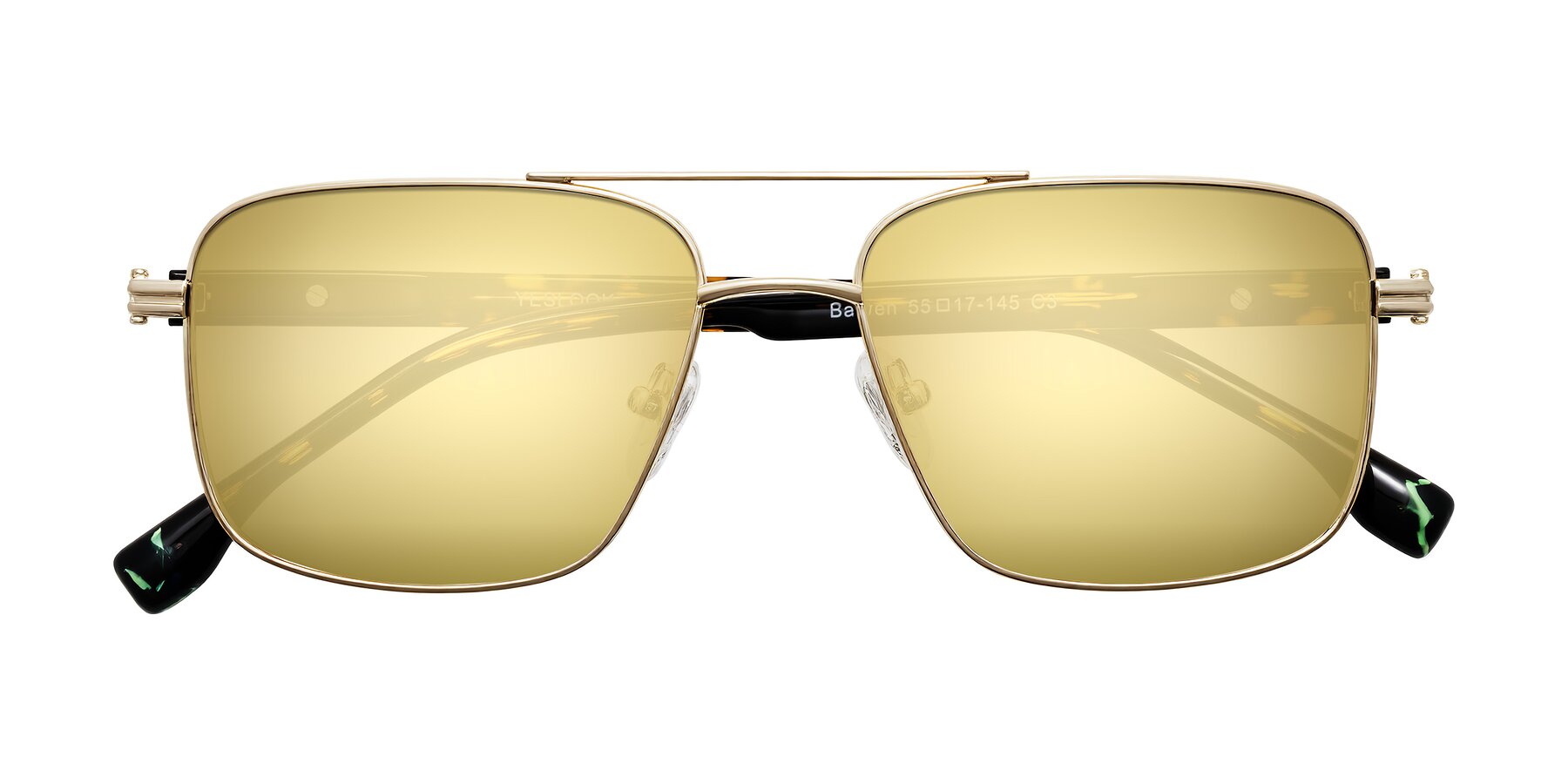 Folded Front of Banten in Gold with Gold Mirrored Lenses