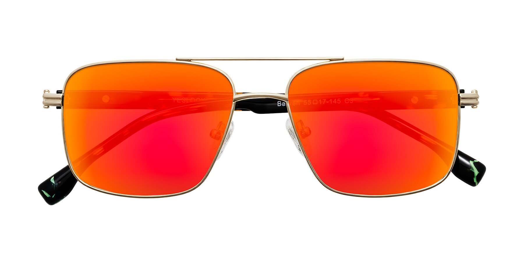 Folded Front of Banten in Gold with Red Gold Mirrored Lenses