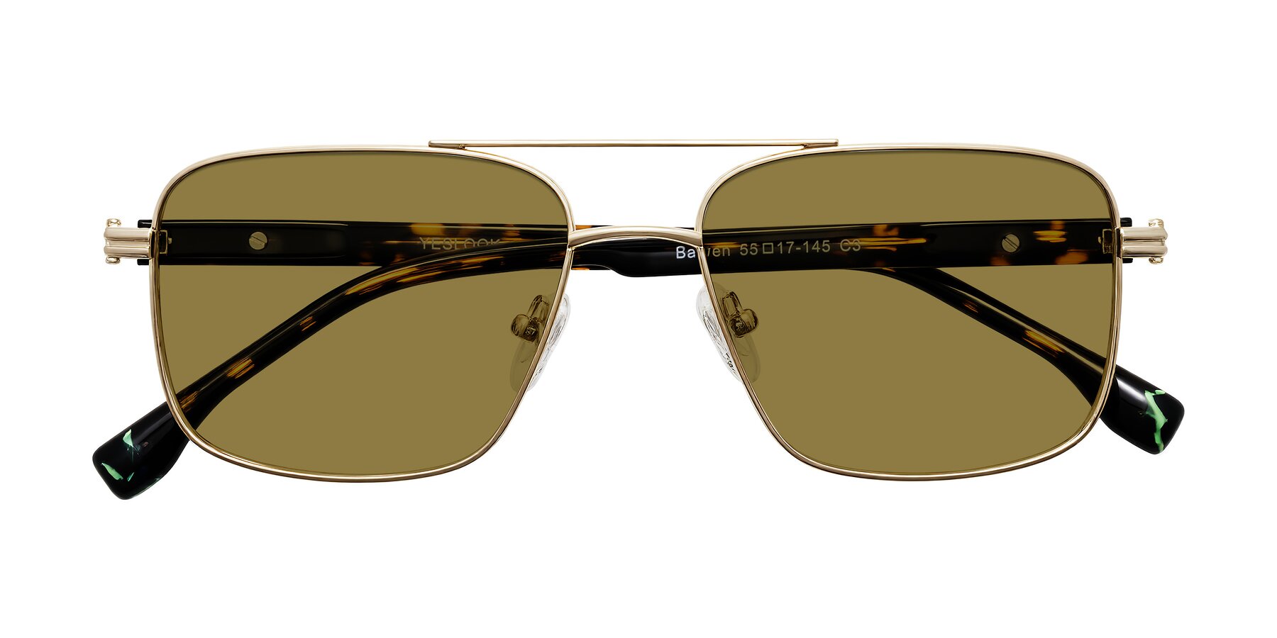 Folded Front of Banten in Gold with Brown Polarized Lenses