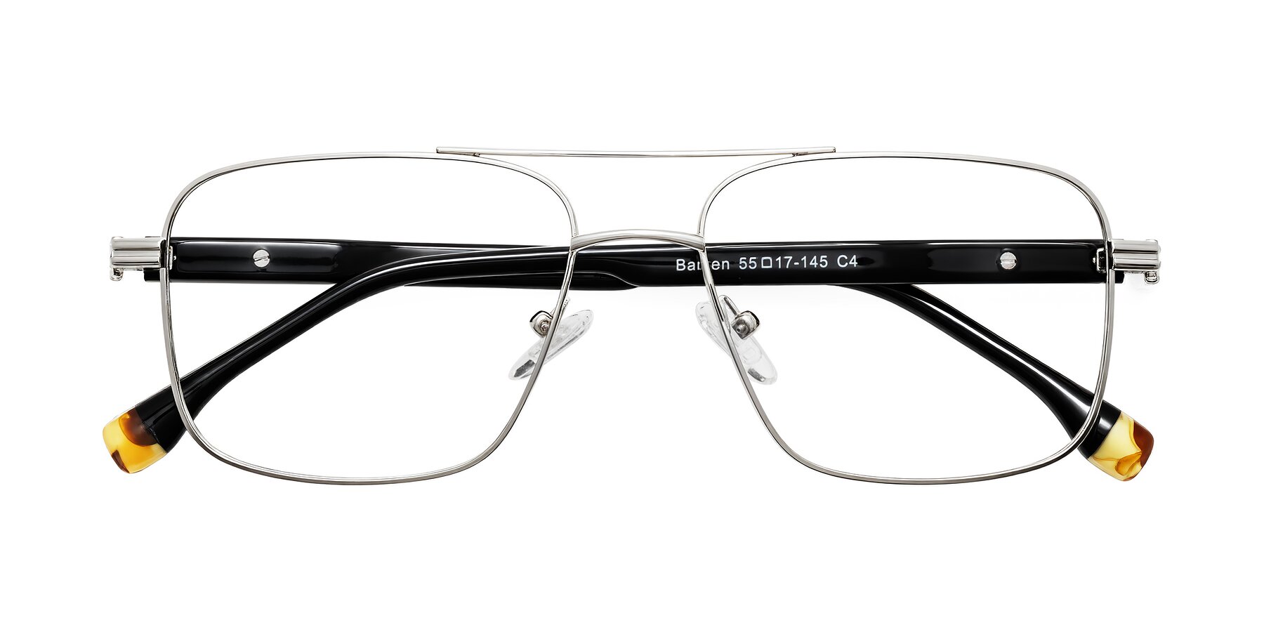 Folded Front of Banten in Silver with Clear Blue Light Blocking Lenses