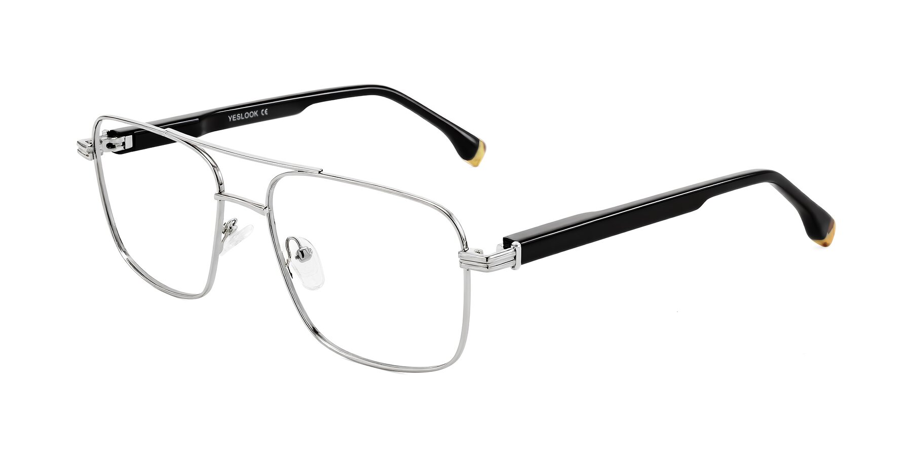 Angle of Banten in Silver with Clear Blue Light Blocking Lenses