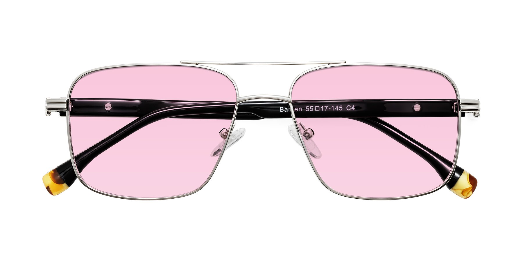 Folded Front of Banten in Silver with Light Pink Tinted Lenses
