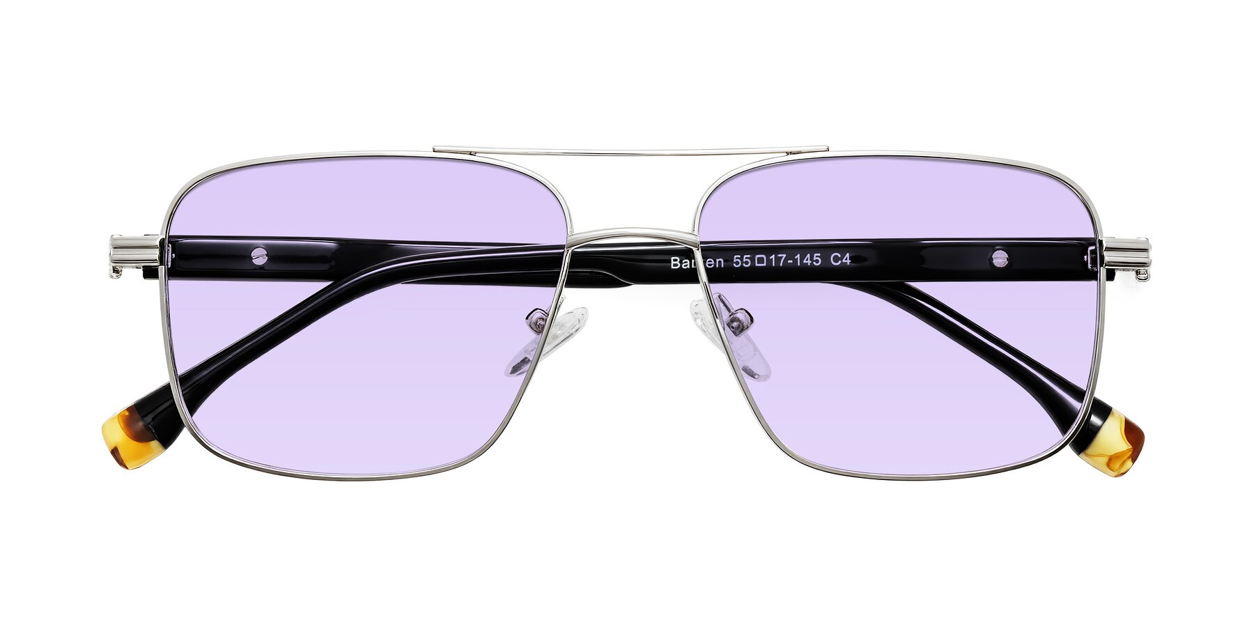 Folded Front of Banten in Silver with Light Purple Tinted Lenses