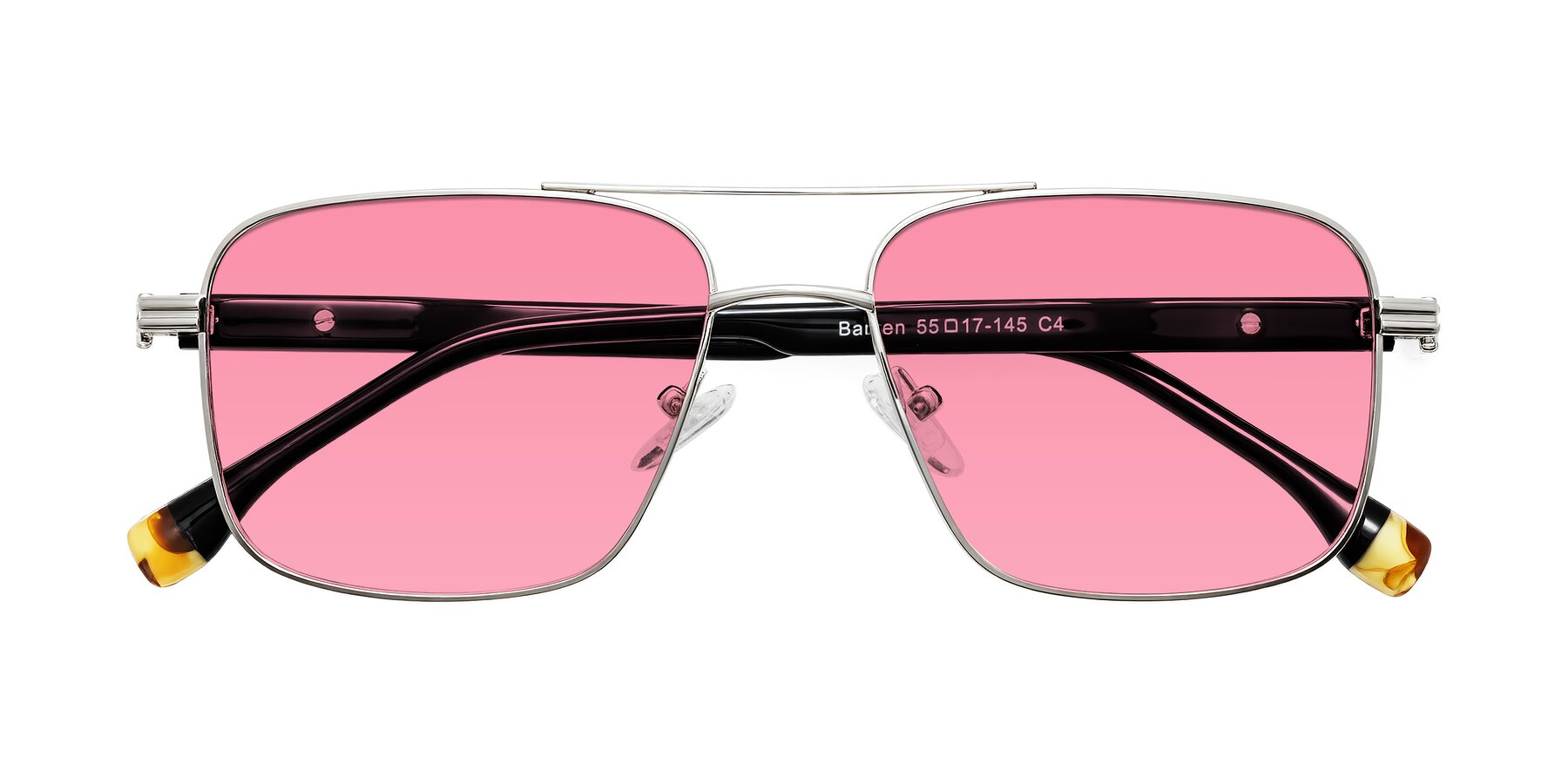 Folded Front of Banten in Silver with Pink Tinted Lenses