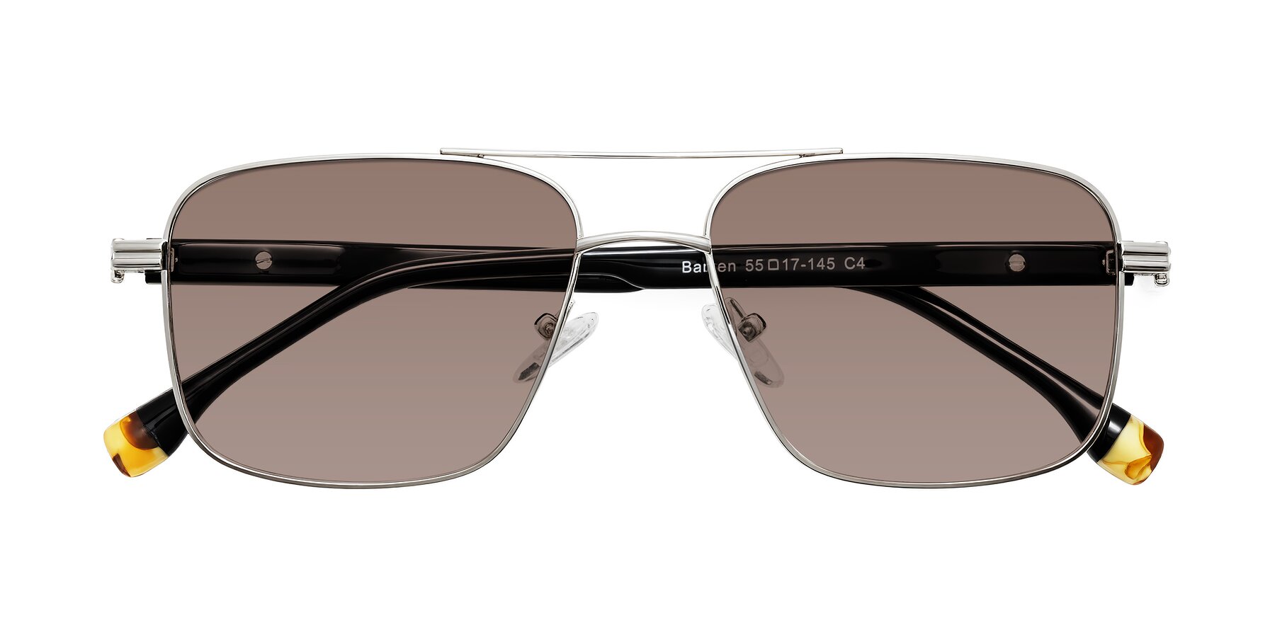 Folded Front of Banten in Silver with Medium Brown Tinted Lenses