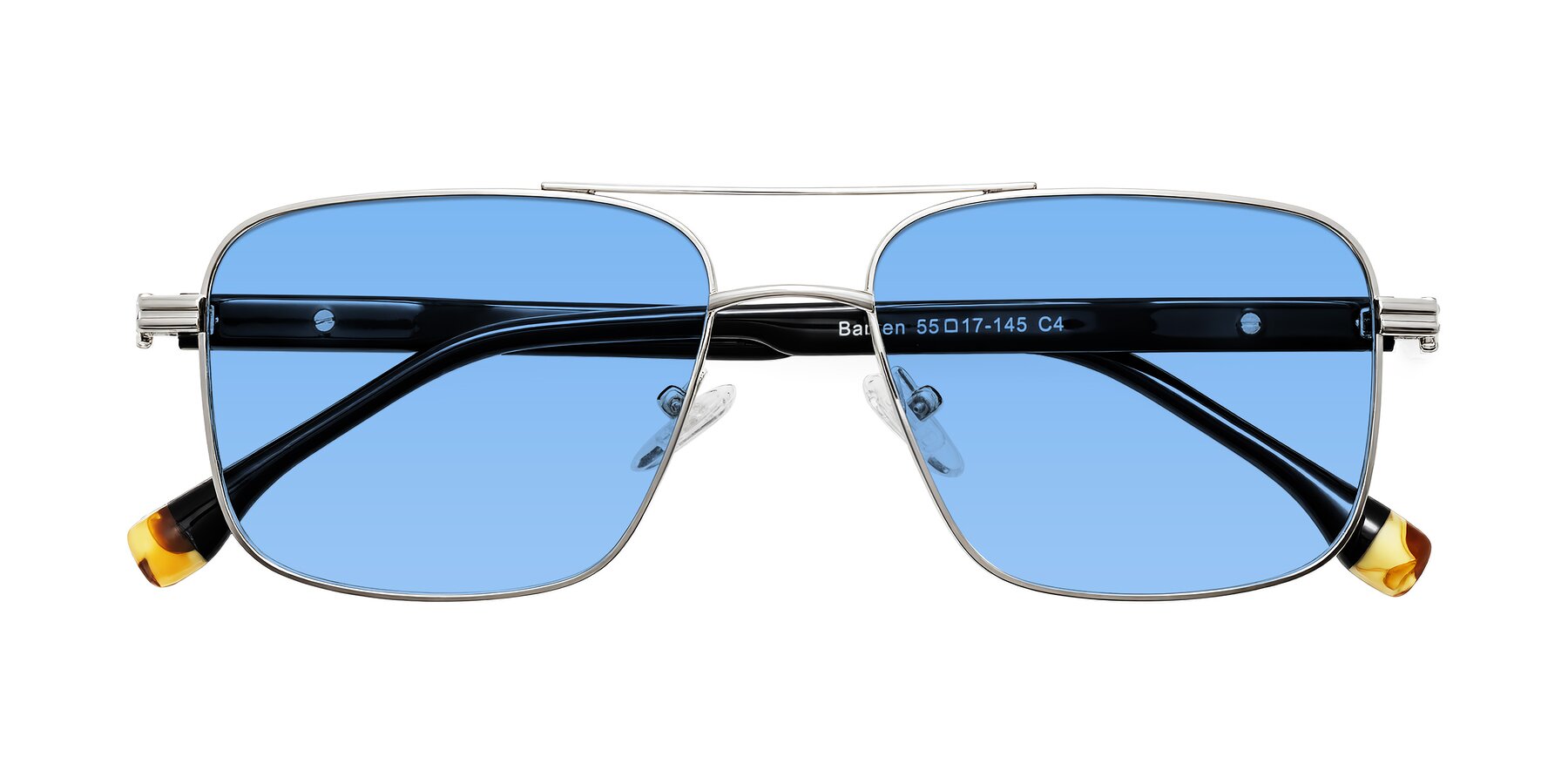 Folded Front of Banten in Silver with Medium Blue Tinted Lenses