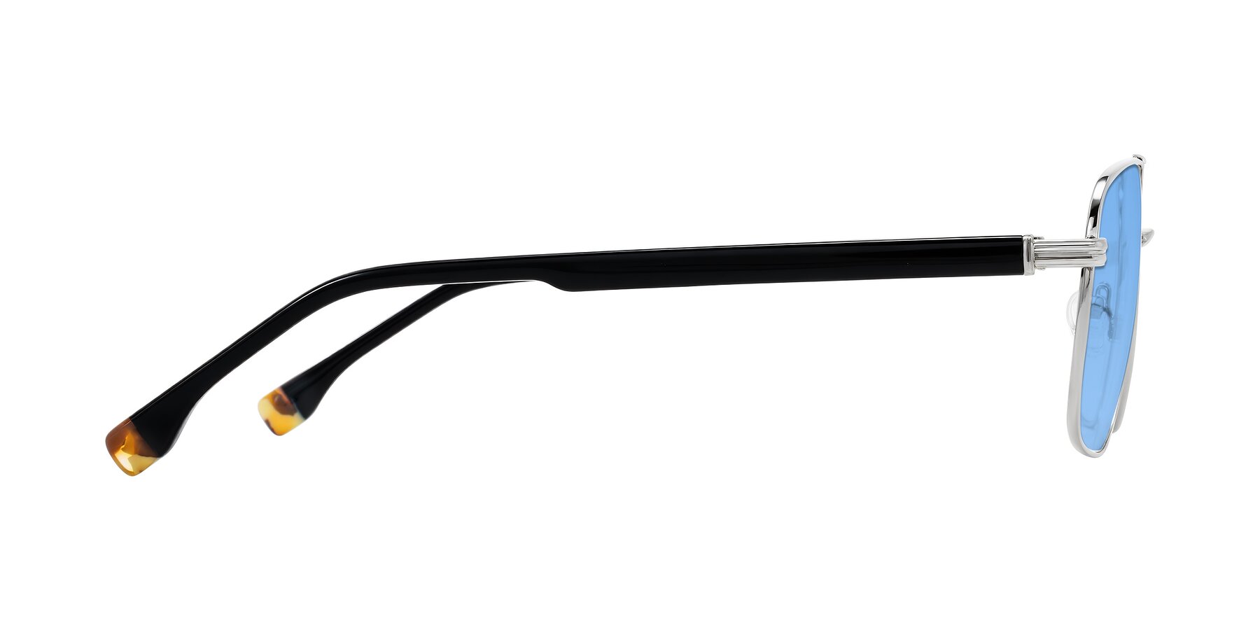 Side of Banten in Silver with Medium Blue Tinted Lenses