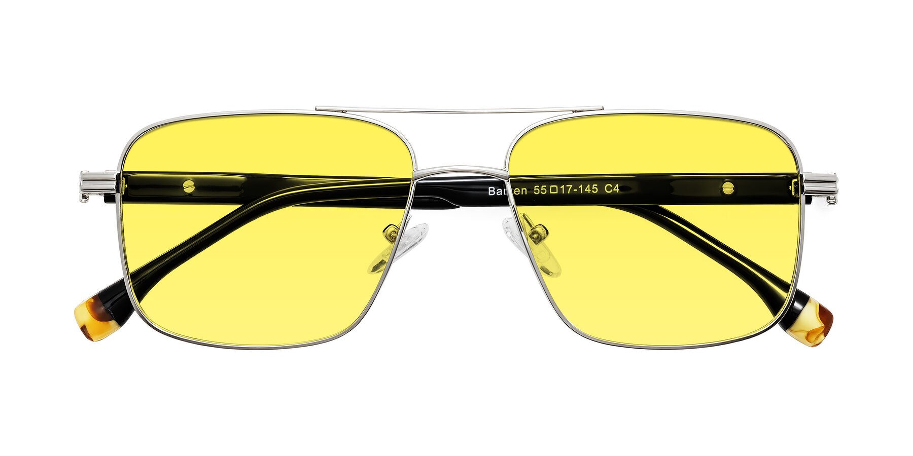 Folded Front of Banten in Silver with Medium Yellow Tinted Lenses