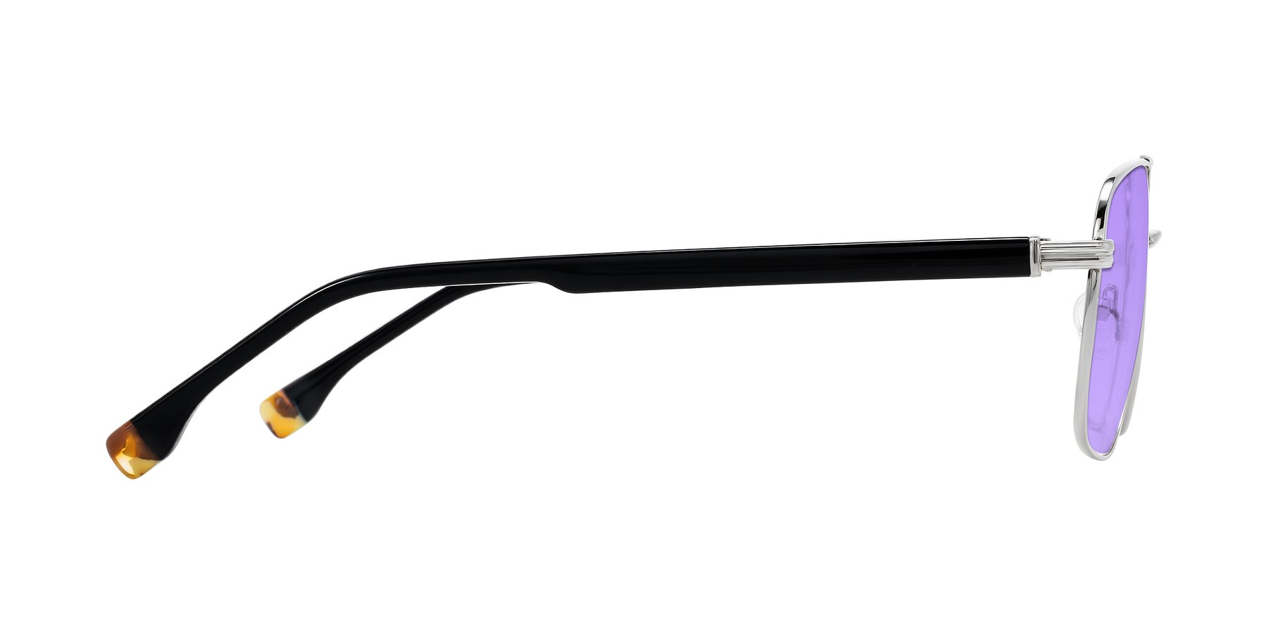 Side of Banten in Silver with Medium Purple Tinted Lenses