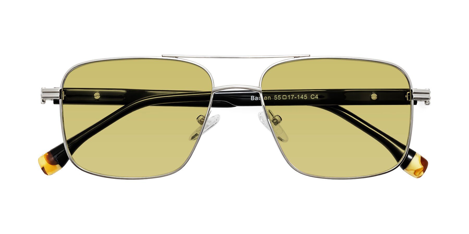 Folded Front of Banten in Silver with Medium Champagne Tinted Lenses