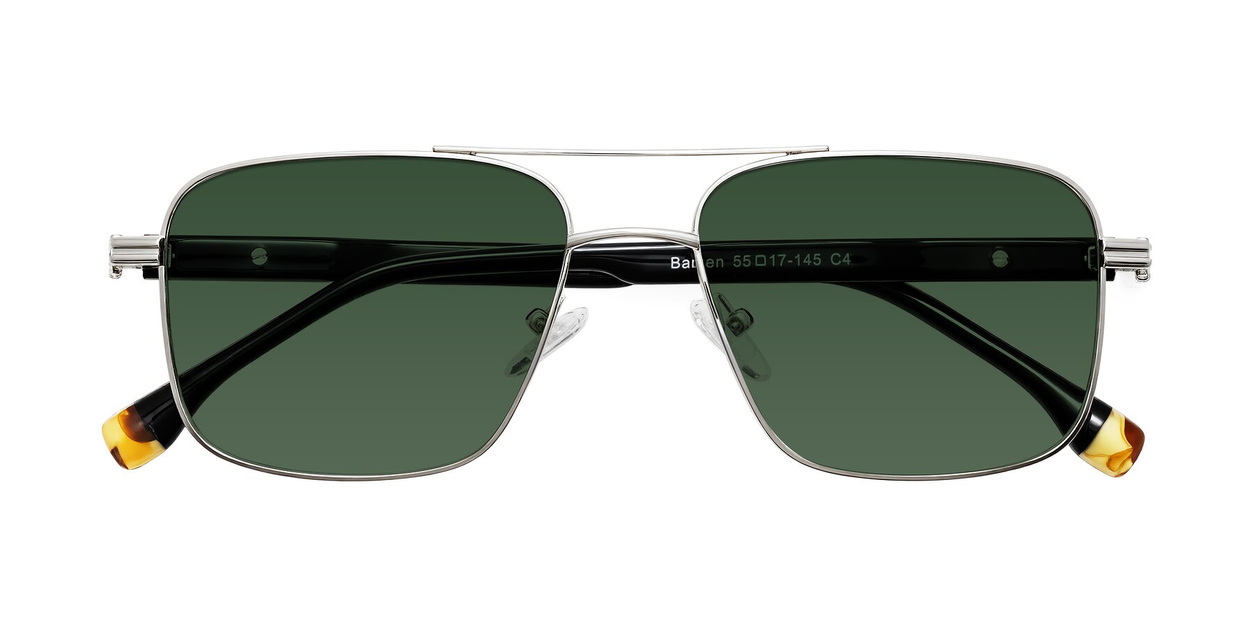 Folded Front of Banten in Silver with Green Tinted Lenses