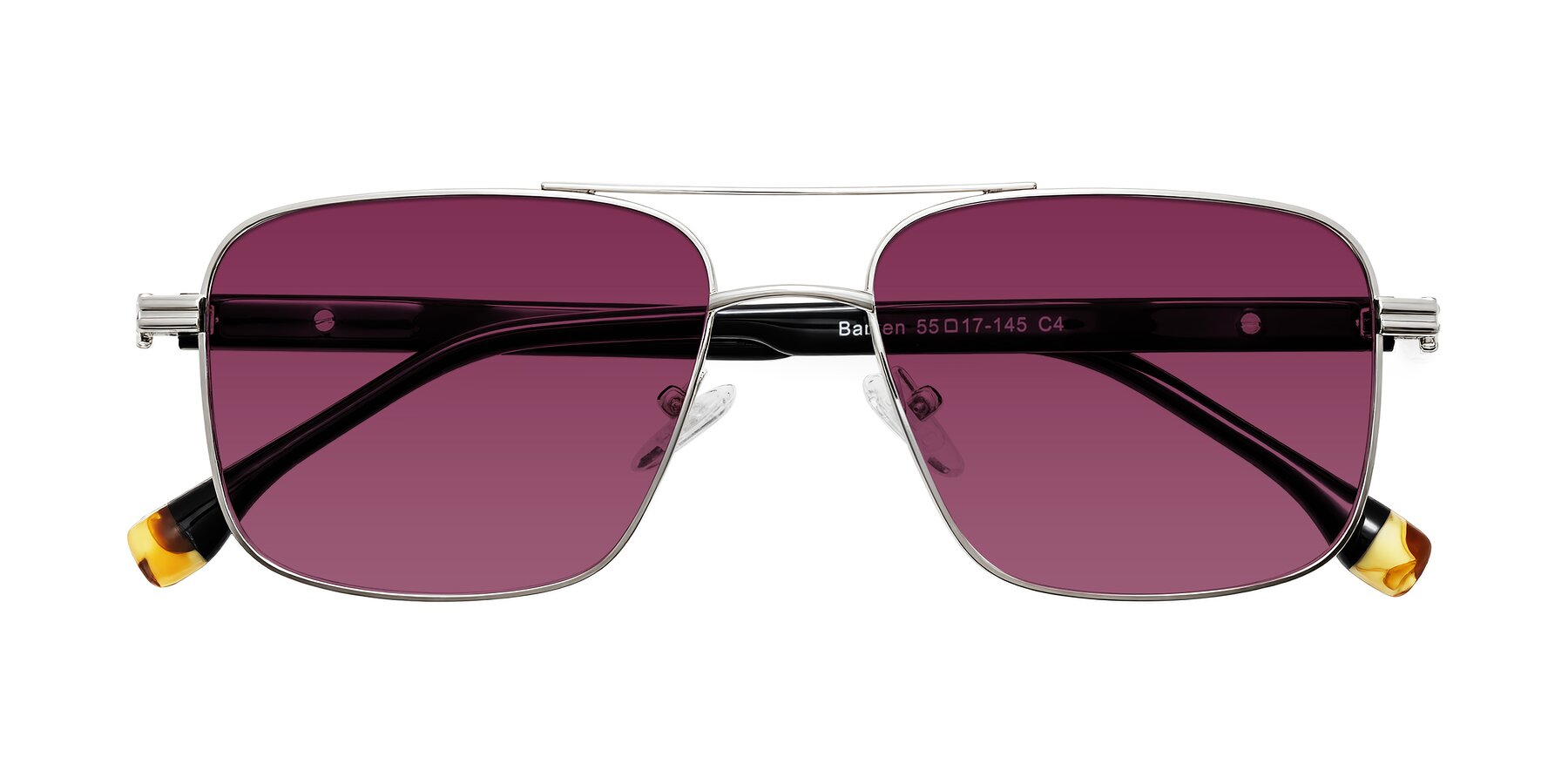 Folded Front of Banten in Silver with Wine Tinted Lenses