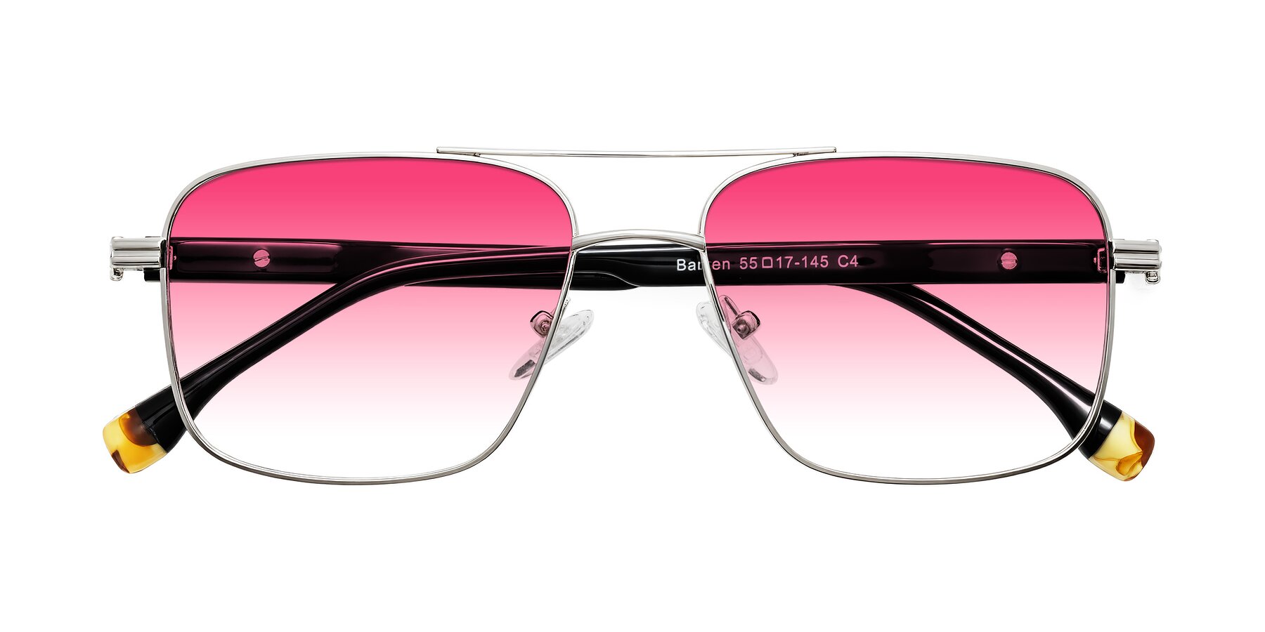 Folded Front of Banten in Silver with Pink Gradient Lenses
