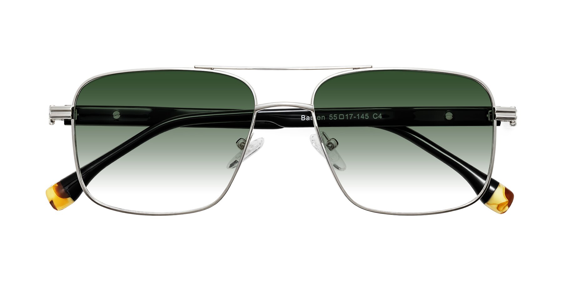 Folded Front of Banten in Silver with Green Gradient Lenses