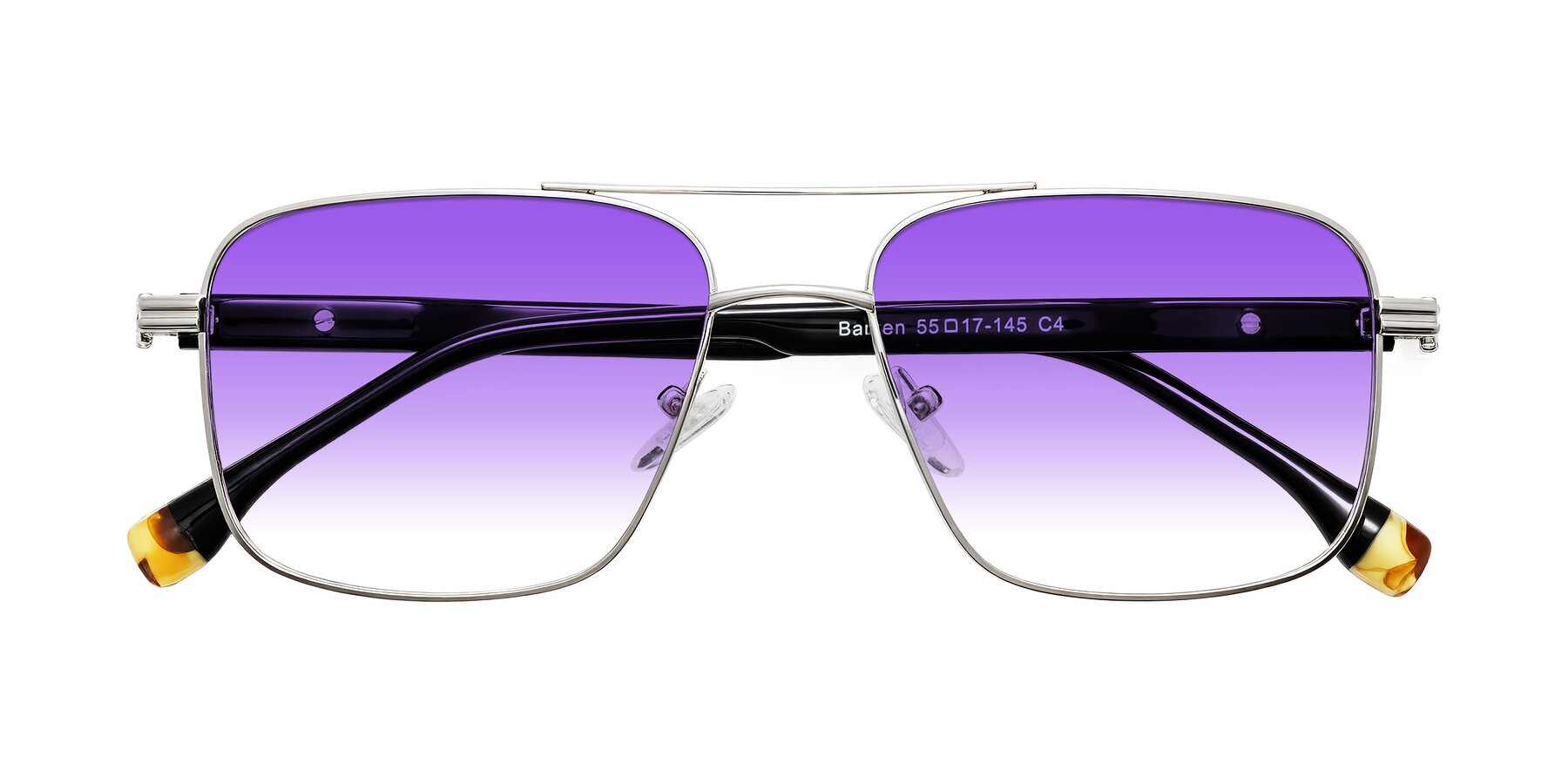 Folded Front of Banten in Silver with Purple Gradient Lenses