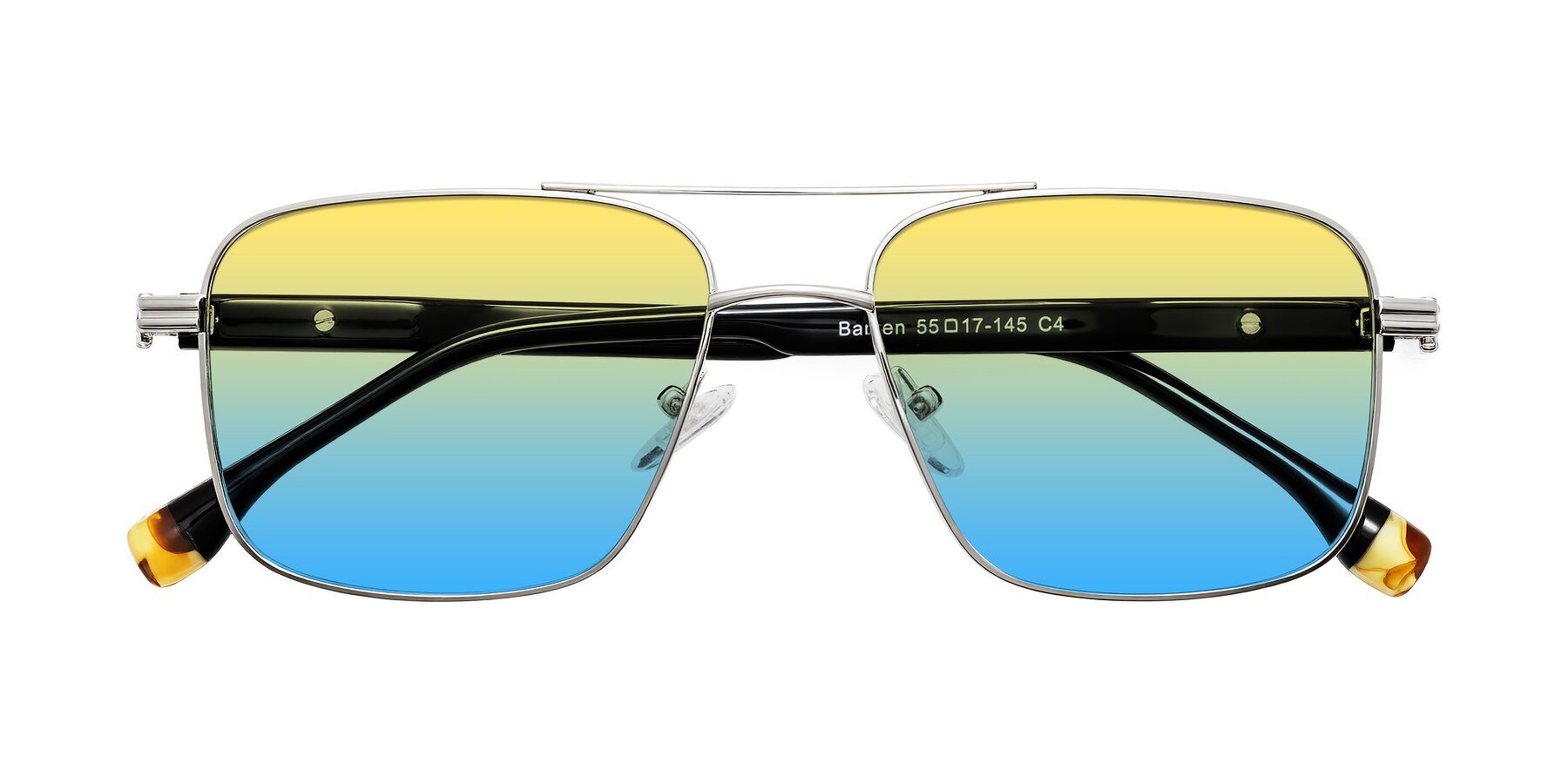 Folded Front of Banten in Silver with Yellow / Blue Gradient Lenses