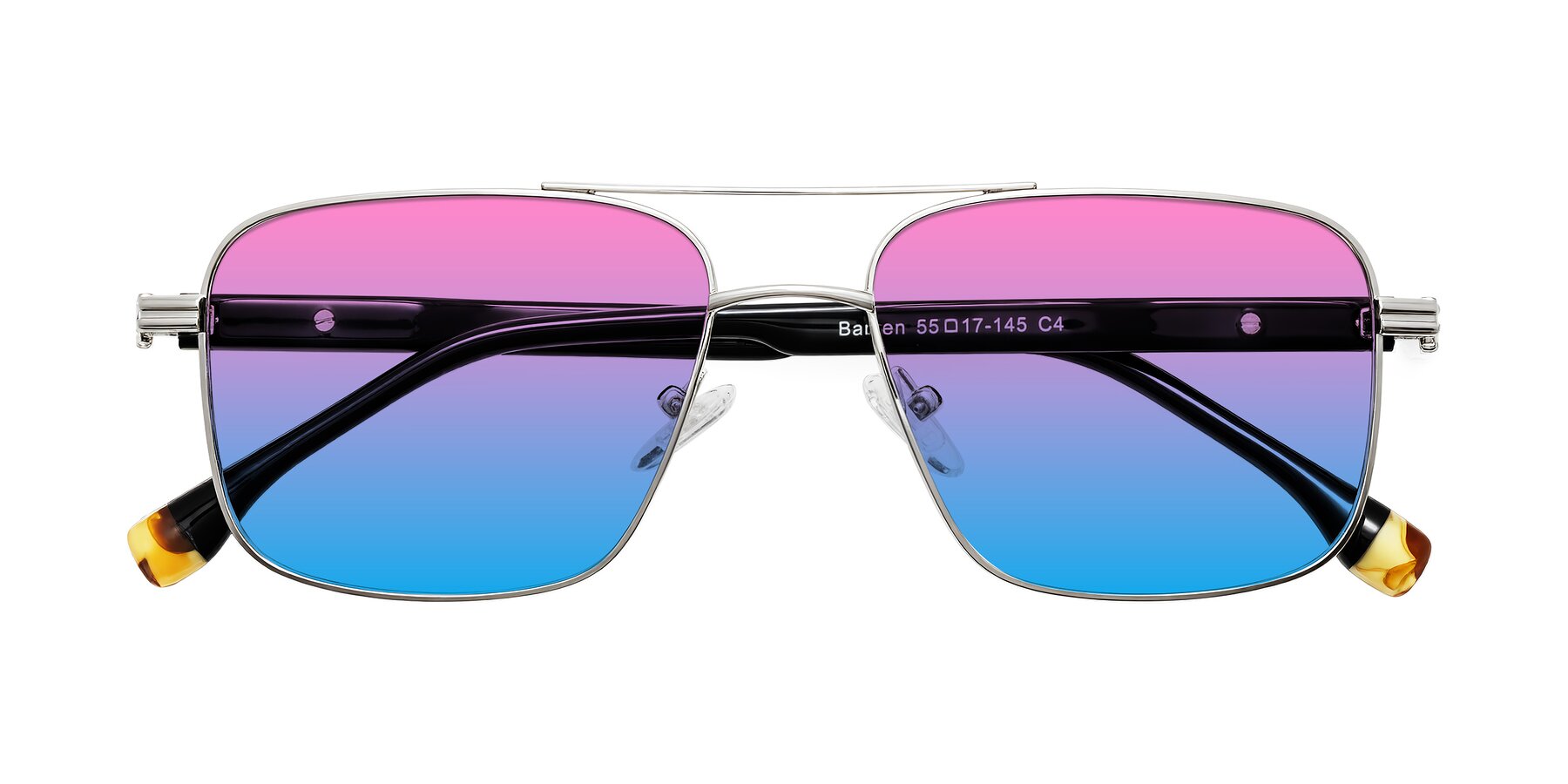 Folded Front of Banten in Silver with Pink / Blue Gradient Lenses