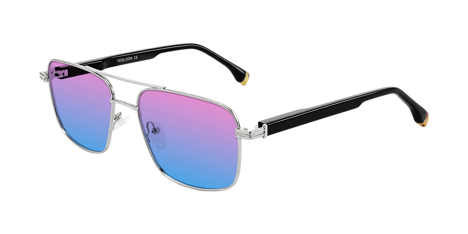 Angle of Banten in Silver with Pink / Blue Gradient Lenses