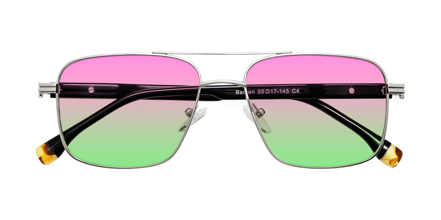 Folded Front of Banten in Silver with Pink / Green Gradient Lenses