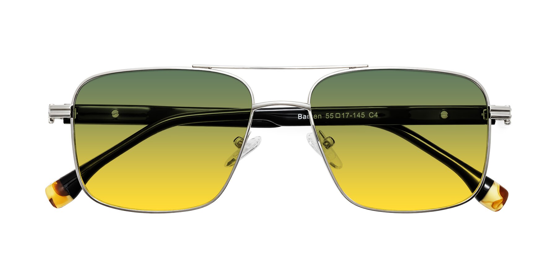 Folded Front of Banten in Silver with Green / Yellow Gradient Lenses