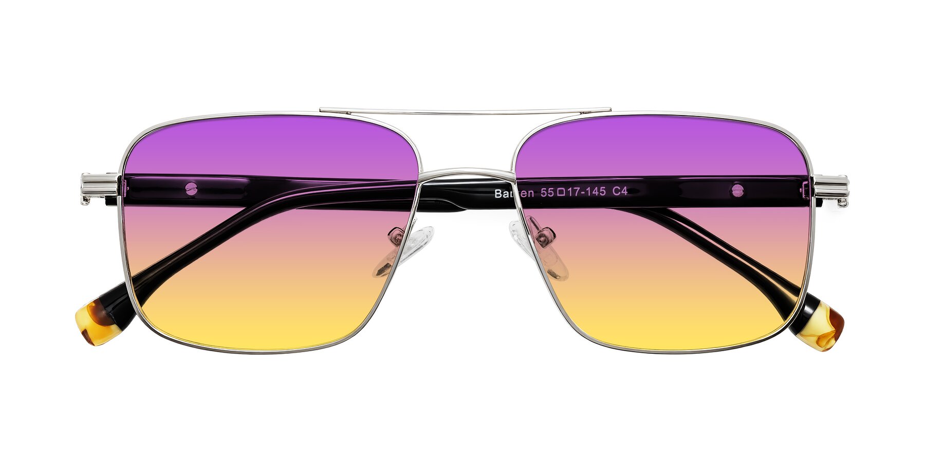 Folded Front of Banten in Silver with Purple / Yellow Gradient Lenses