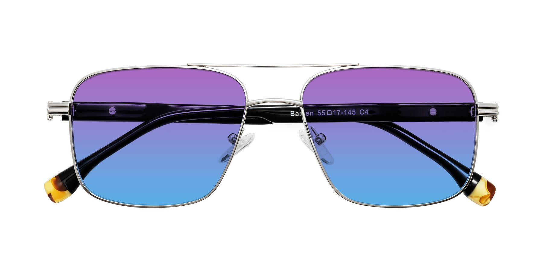 Folded Front of Banten in Silver with Purple / Blue Gradient Lenses