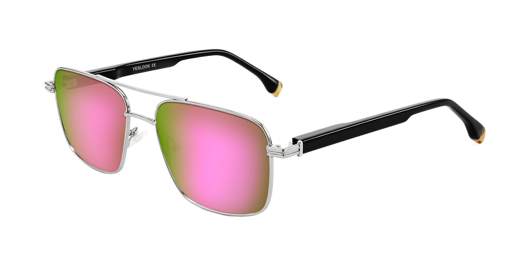 Angle of Banten in Silver with Pink Mirrored Lenses
