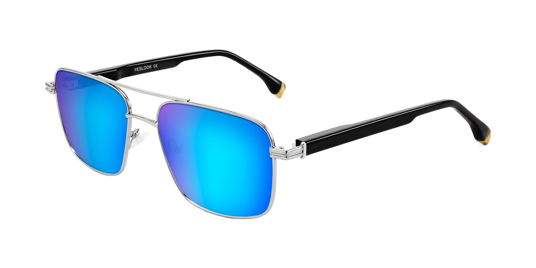 Angle of Banten in Silver with Blue Mirrored Lenses