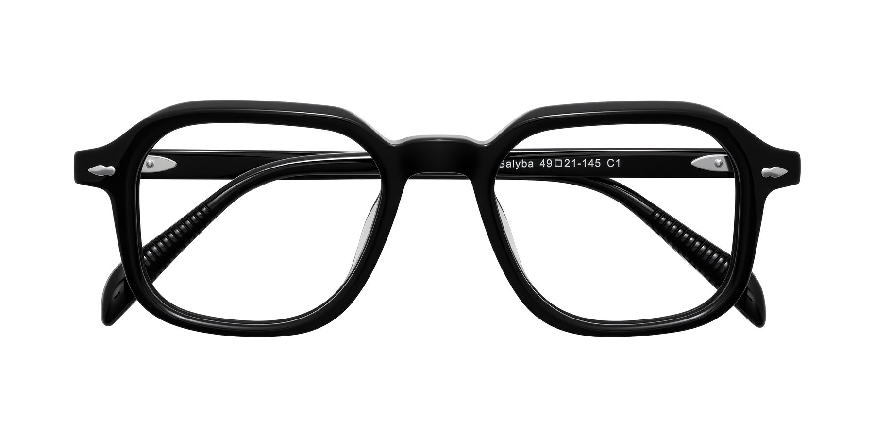 Folded Front of Salyba in Black with Clear Reading Eyeglass Lenses