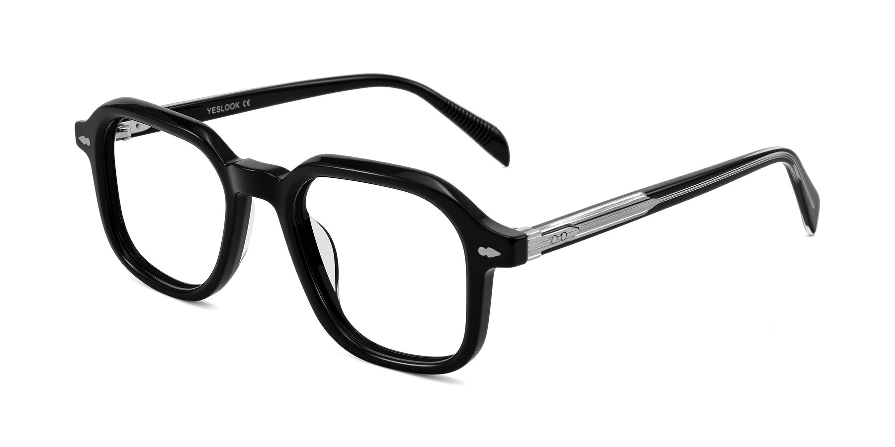 Angle of Salyba in Black with Clear Reading Eyeglass Lenses