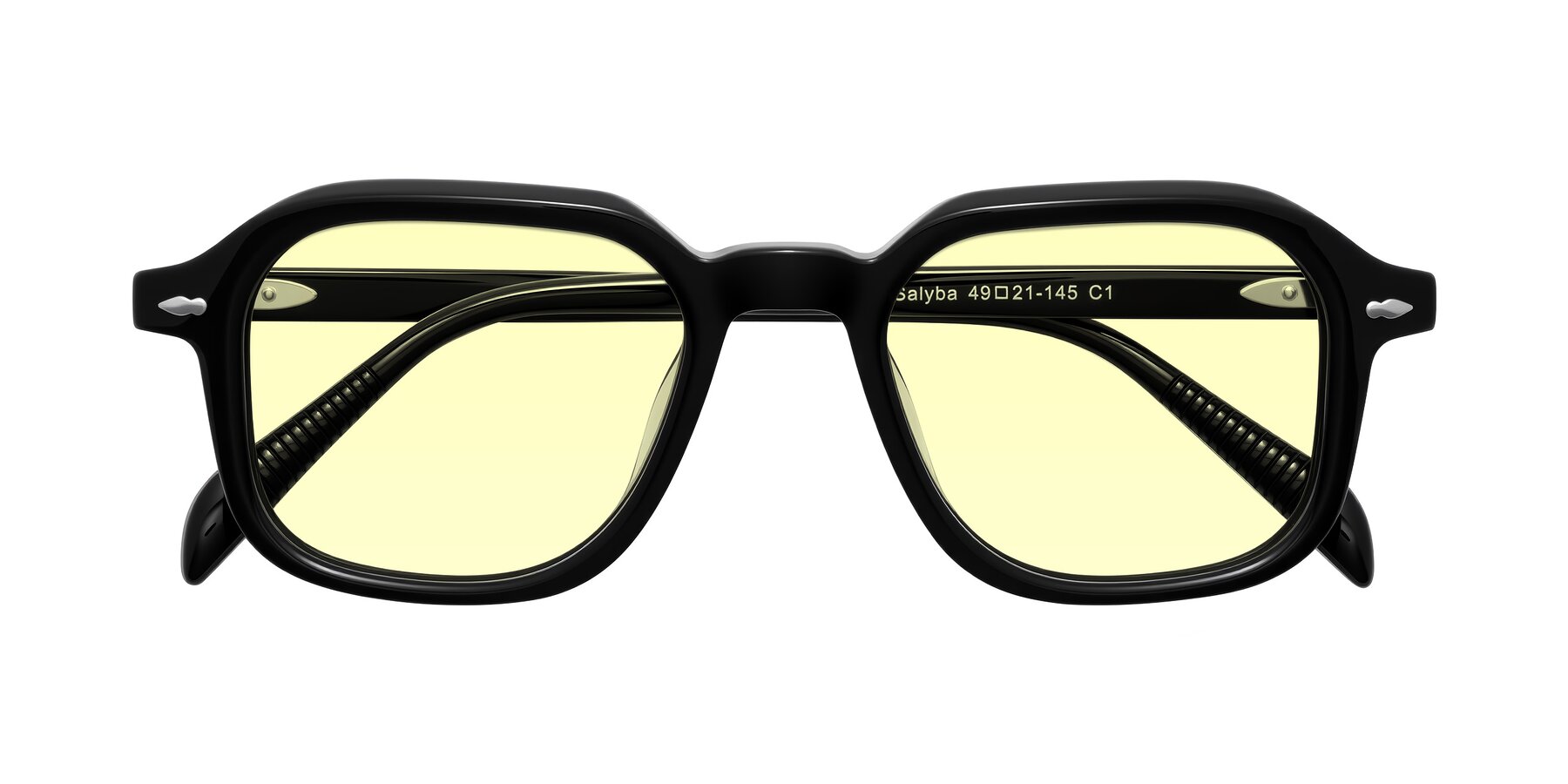 Folded Front of Salyba in Black with Light Yellow Tinted Lenses