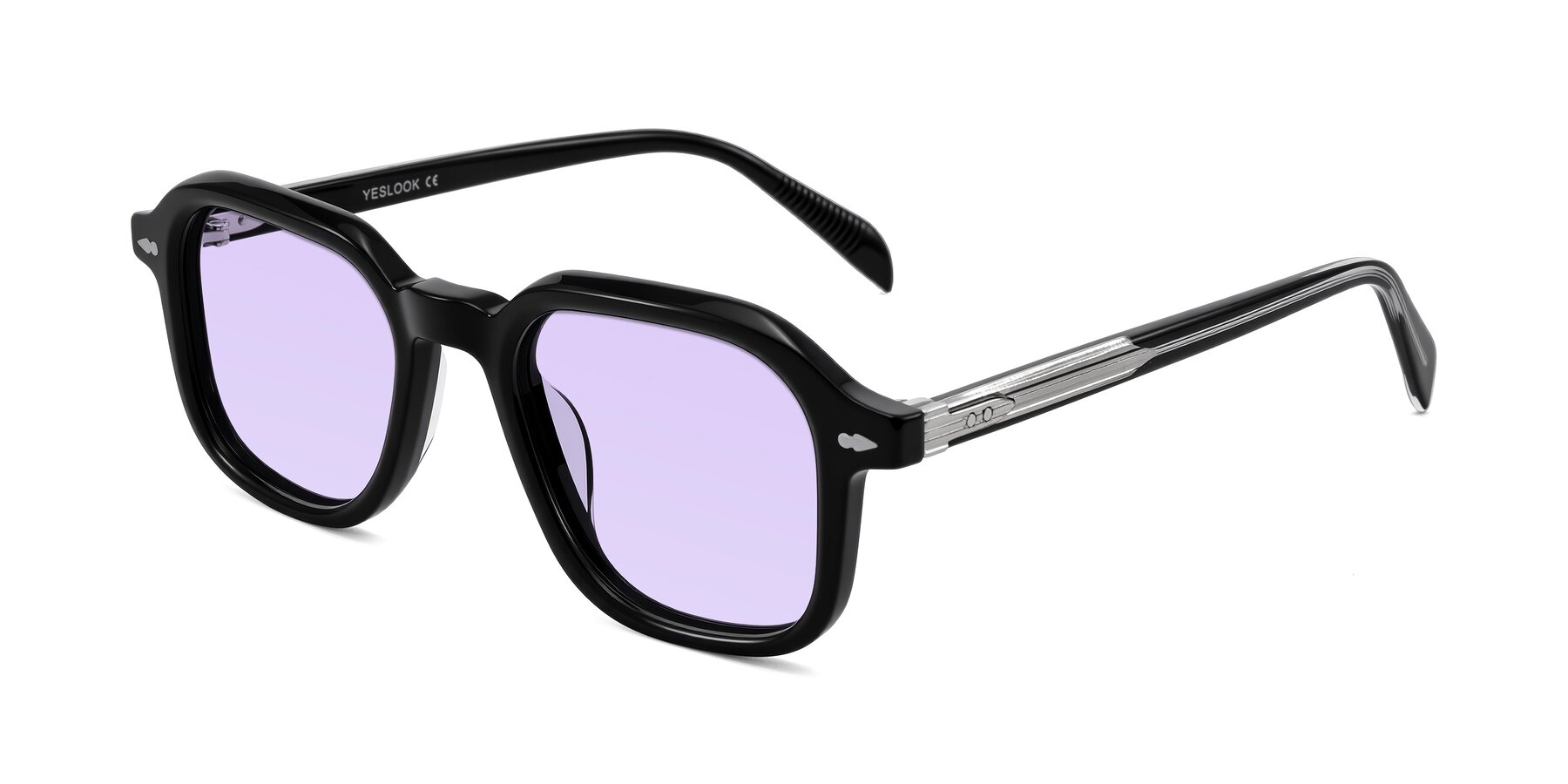 Angle of Salyba in Black with Light Purple Tinted Lenses
