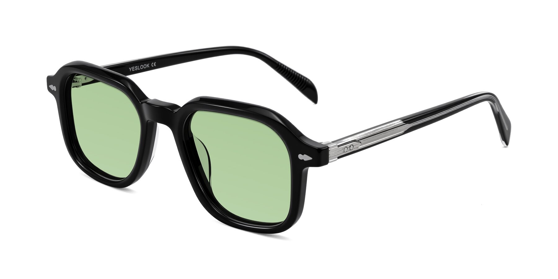 Angle of Salyba in Black with Medium Green Tinted Lenses