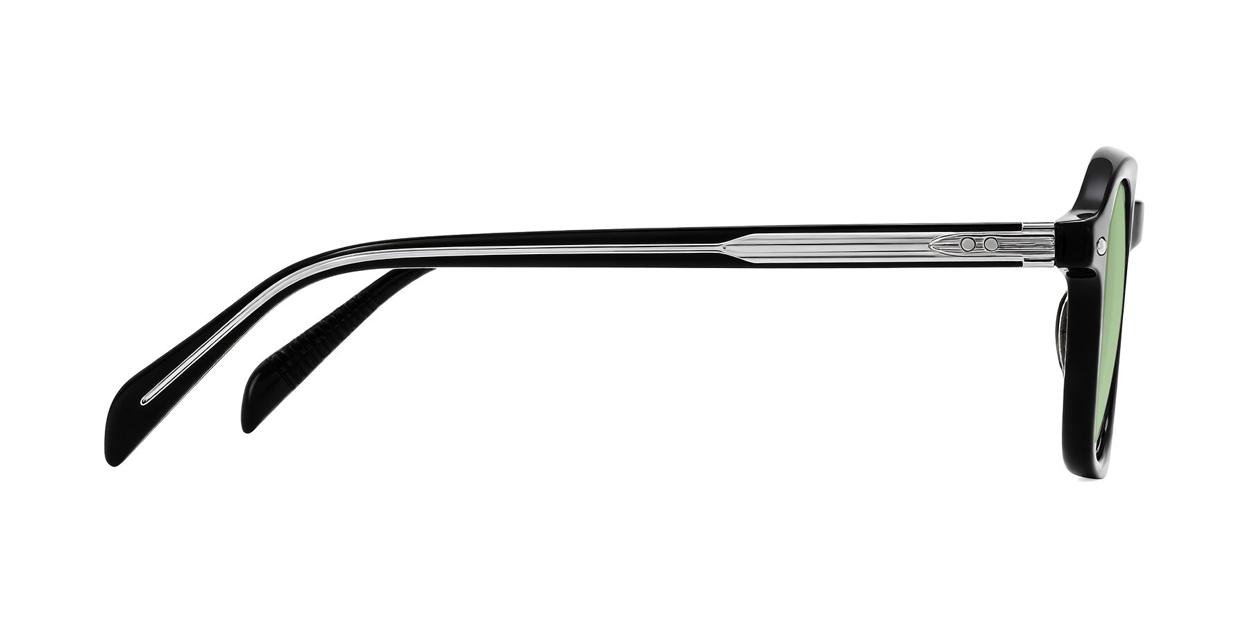 Side of Salyba in Black with Medium Green Tinted Lenses