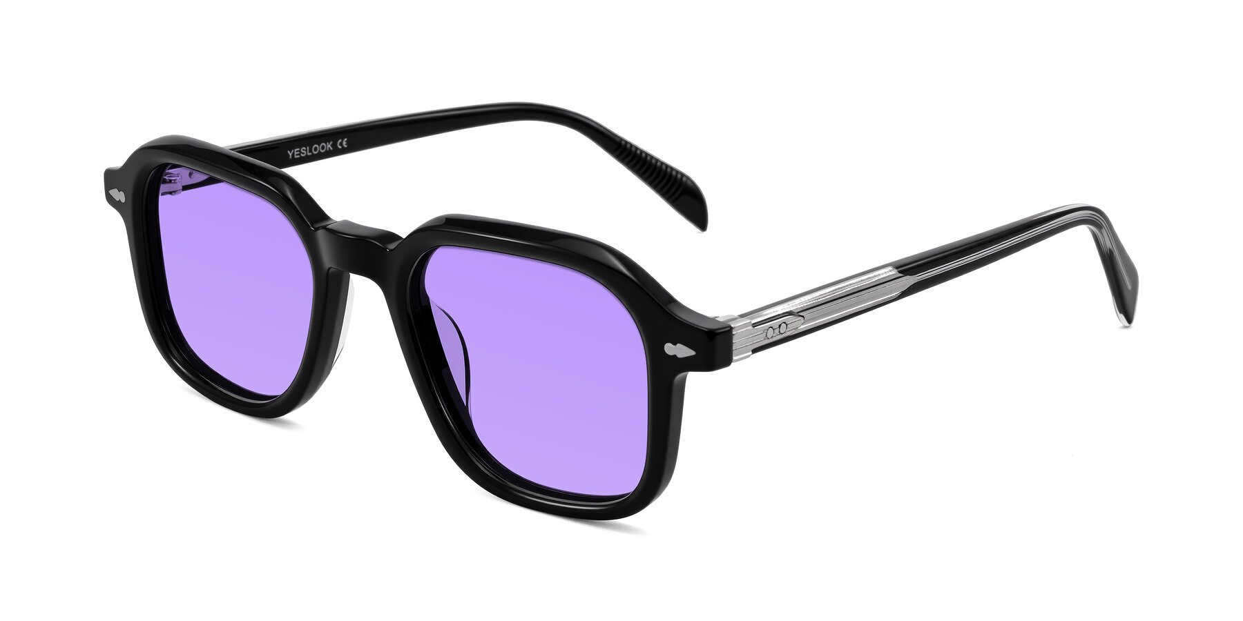 Angle of Salyba in Black with Medium Purple Tinted Lenses