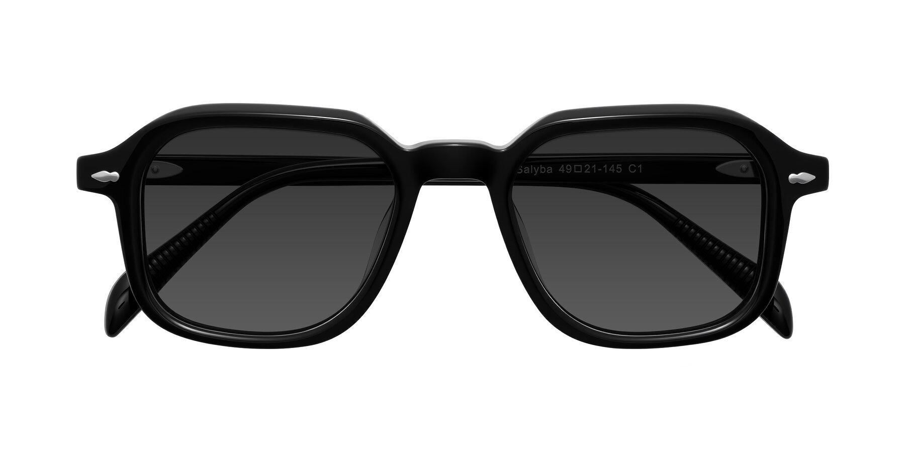 Folded Front of Salyba in Black with Gray Tinted Lenses